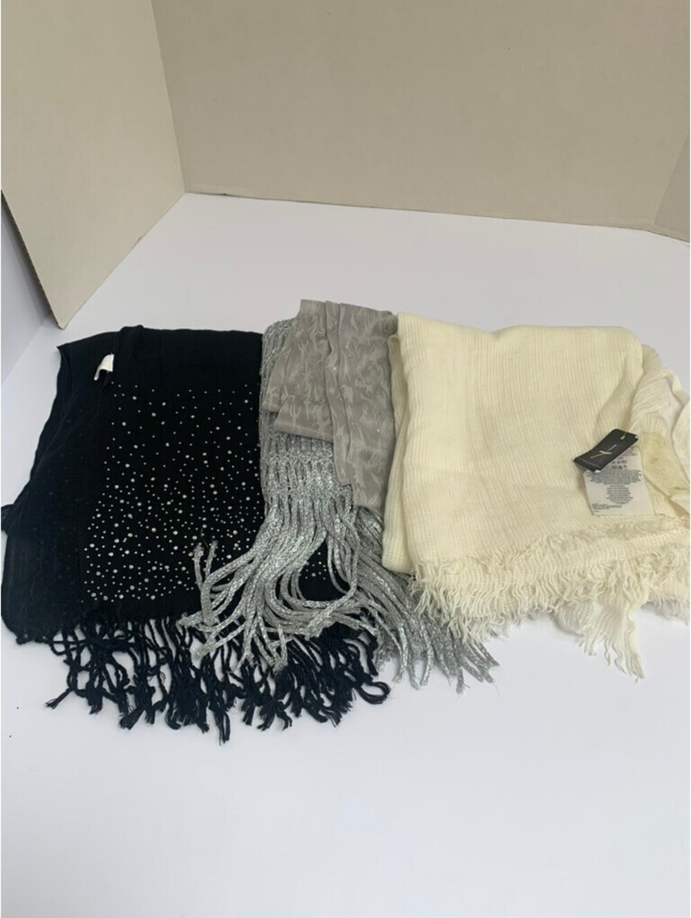 Women's Scarves Black, Silver and White 3 for $15